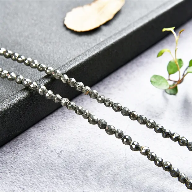 String Beads, Pyrite, faceted, 03mm | wholesaler gems, healing stones & jewelry