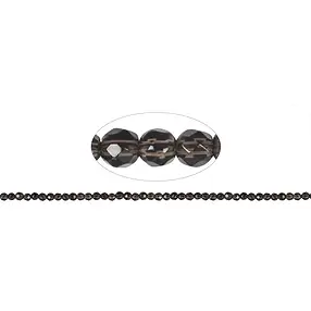 String Beads, Smoky Quartz, faceted, 04mm | wholesaler gems & healing stones
