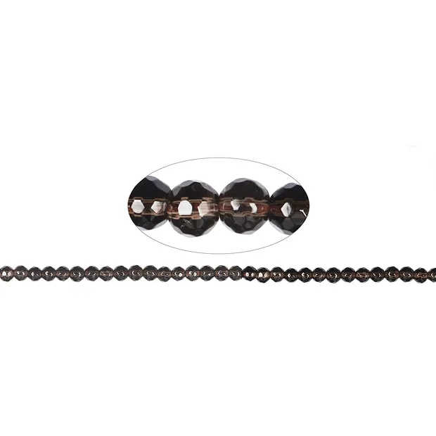 String Beads, Smoky Quartz, faceted, 06mm | wholesaler gems & healing stones