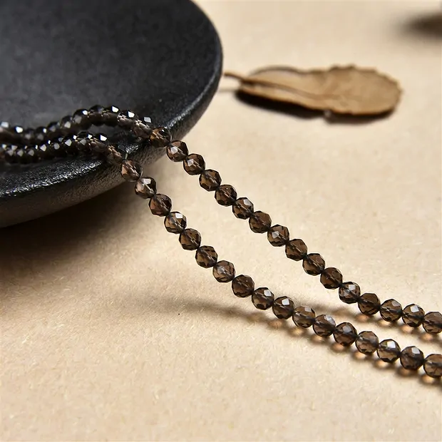 Strang Kugeln, Rauchquarz, facettiert, 03mm | Edelsteine, Heilsteine & Schmuck