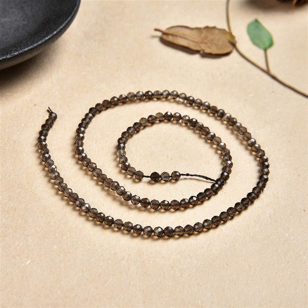 String Beads, Smoky Quartz, faceted, 03mm | wholesaler gems & healing stones