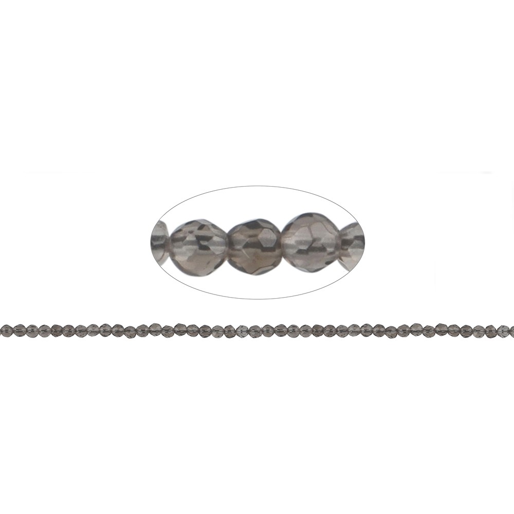 String Beads, Smoky Quartz, faceted, 03mm | wholesaler gems & healing stones
