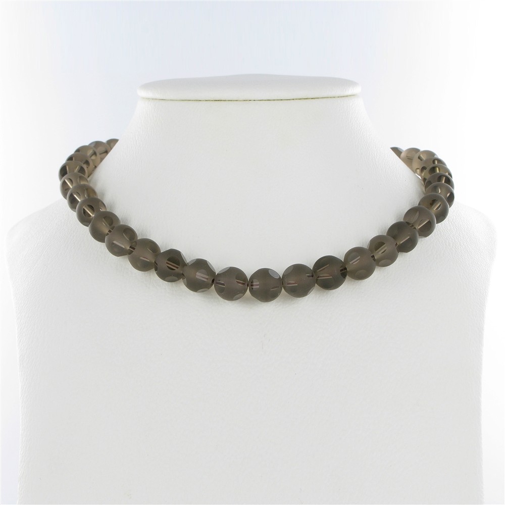 Rang de collier boules "fenêtre", Quartz fumé, 10mm | Marco Schreier