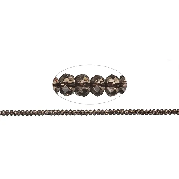 Strang Button, Rauchquarz, facettiert, 04mm | Edelsteine, Heilsteine & Schmuck