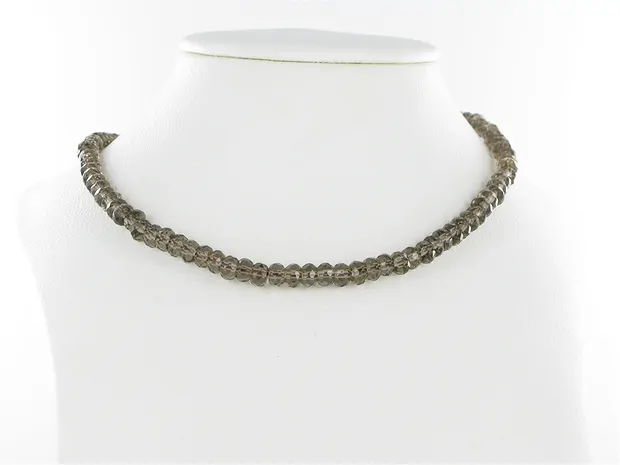 Collar de botones, Cuarzo ahumado, facetado, 06mm | Marco Schreier