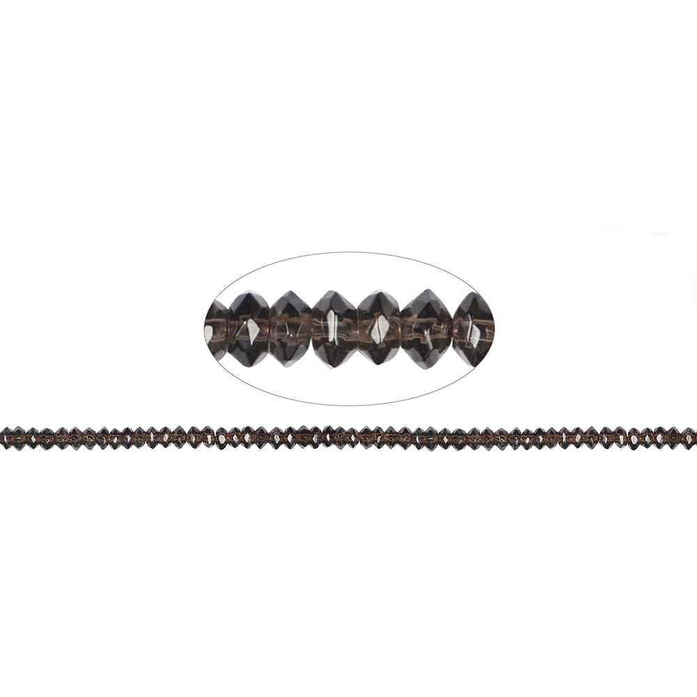 Strang Button, Rauchquarz, facettiert, 06mm | Edelsteine, Heilsteine & Schmuck