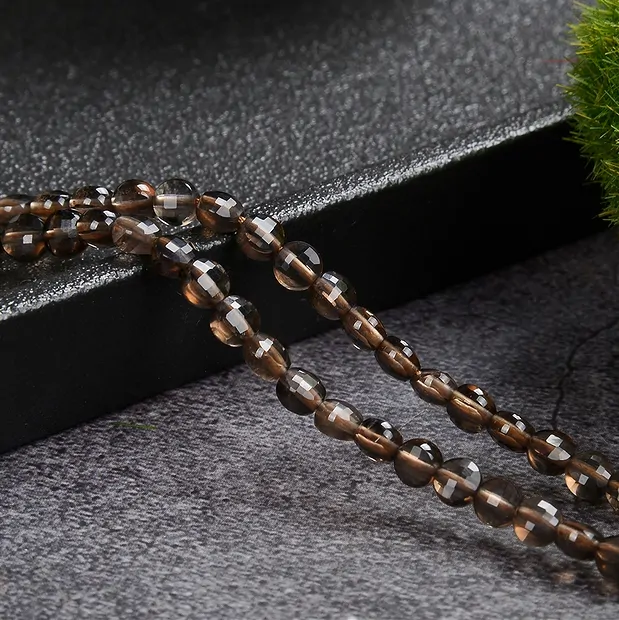 Strand Coin, Smoky Quartz, faceted, 04 x 02mm (39cm) | Marco Schreier