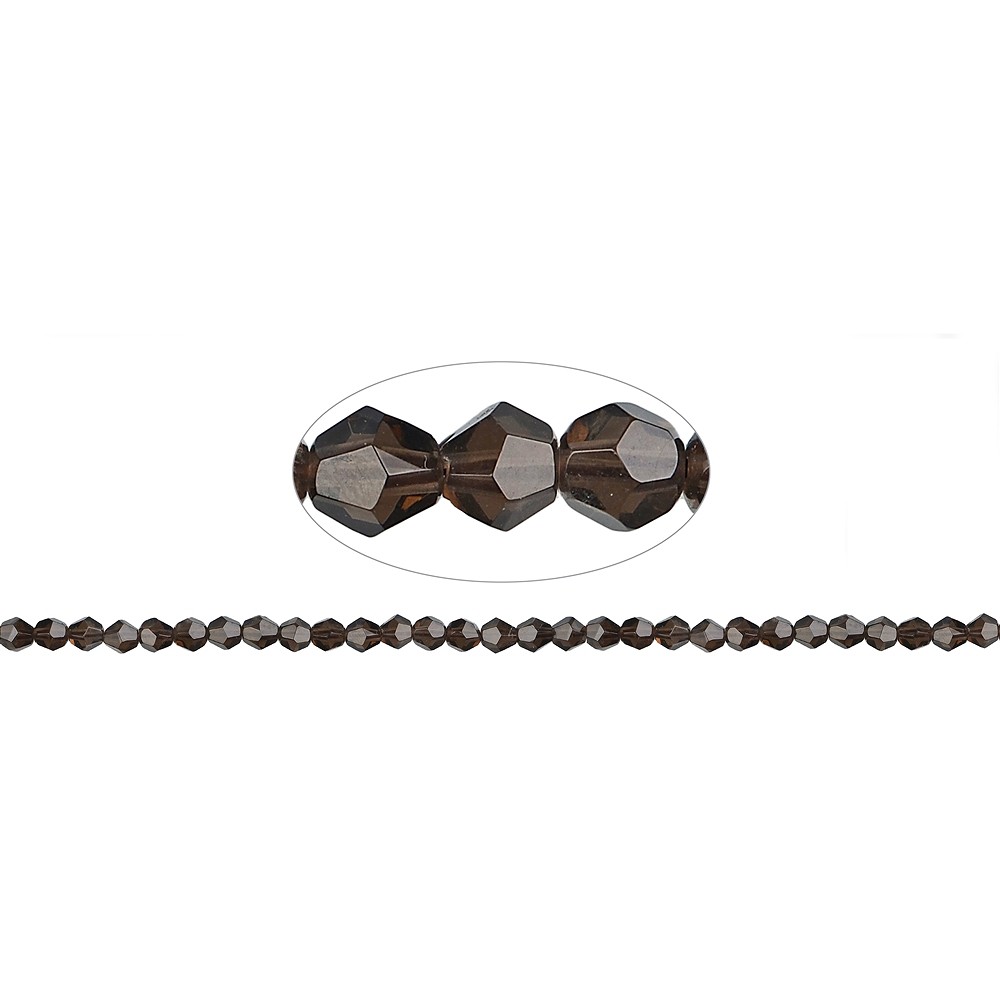 Strand spindle, Smoky Quartz, faceted, 06mm | wholesaler gems & healing stones