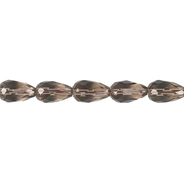 Drop strand, Smoky Quartz, faceted, 15 x 10mm | wholesaler gems & healing stones