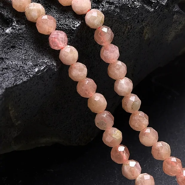 String Beads, Rhodochrosite, 03mm, faceted | wholesaler gems & healing stones