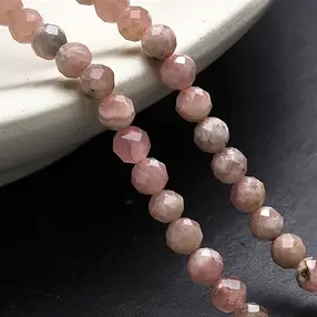 String Beads, Rhodochrosite, 04mm, faceted | wholesaler gems & healing stones