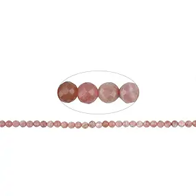 String Beads, Rhodochrosite, 04mm, faceted | wholesaler gems & healing stones