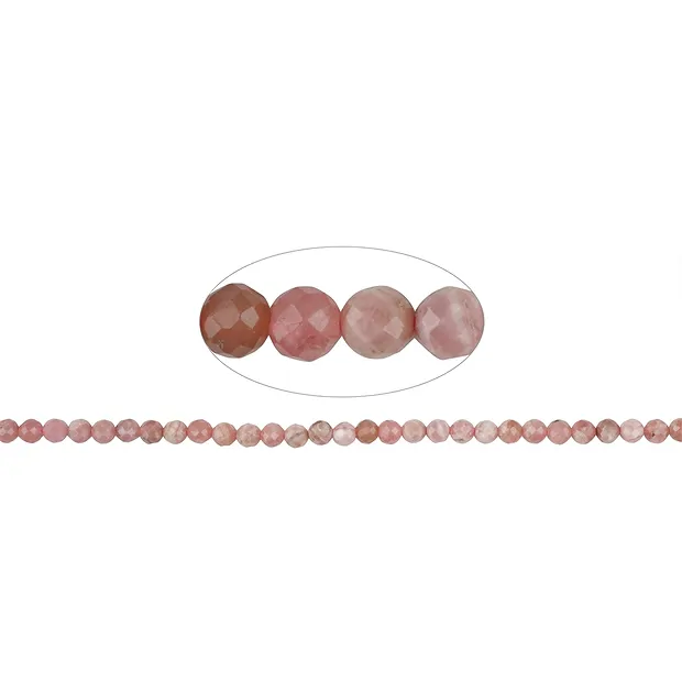 String Beads, Rhodochrosite, 04mm, faceted | wholesaler gems & healing stones