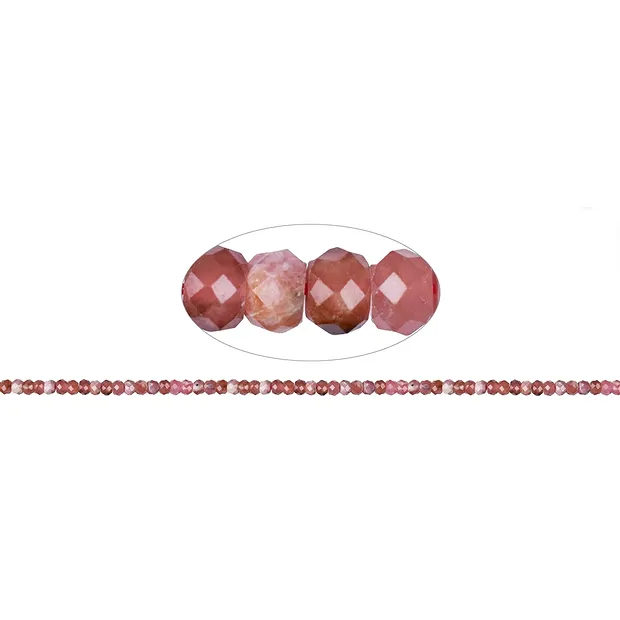 Button strand, Rhodochrosite, faceted, 02-03 x 04mm | Marco Schreier