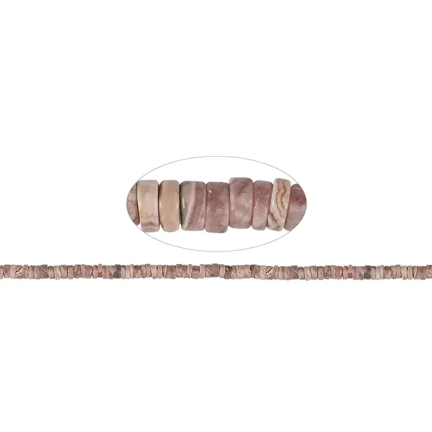 Strand cylinder "Heishi", Rhodochrosite, 02-03 x 06mm | Marco Schreier