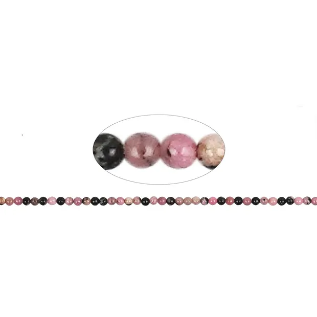 String Beads, Rhodonite, 02 mm | minerals trade - gems, healing stones & jewelry