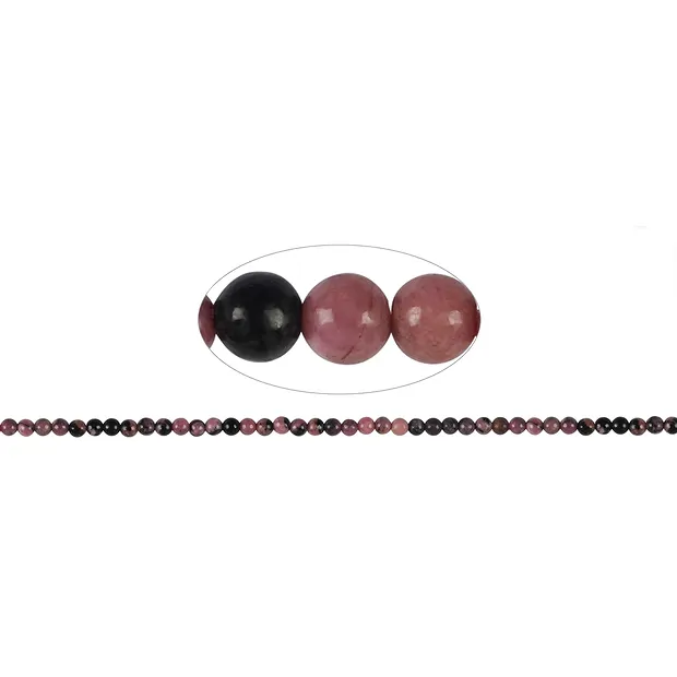 Filo di perline, Rodonite, 03 mm | Gemme Schreier, pietre curative e gioielli