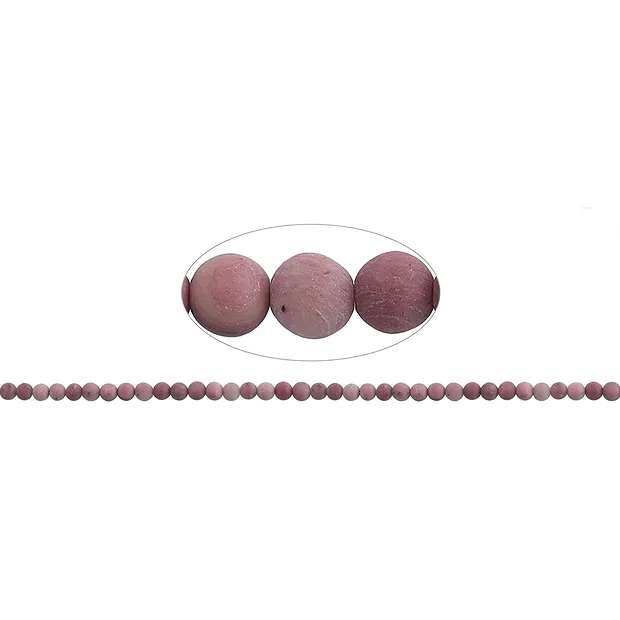 String Beads, Rhodonite, matt, 04mm | wholesaler gems, healing stones & jewelry