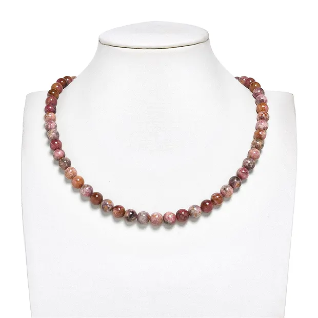 String Beads, Rhodonite (Bejing), 08mm (39cm) | wholesaler gems & healing stones
