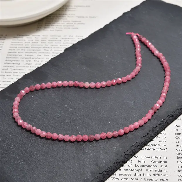 String Beads, Rhodonite AA, 04mm, faceted | wholesaler gems & healing stones