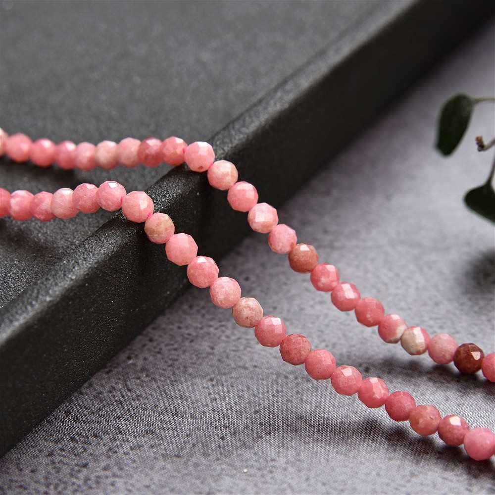 Strang Kugeln, Rhodonit, facettiert, 03mm (39cm) | Marco Schreier