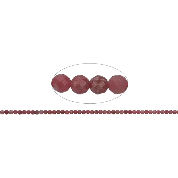 String Beads, Rhodonite, faceted, 03mm (39cm) | wholesaler gems & healing stones