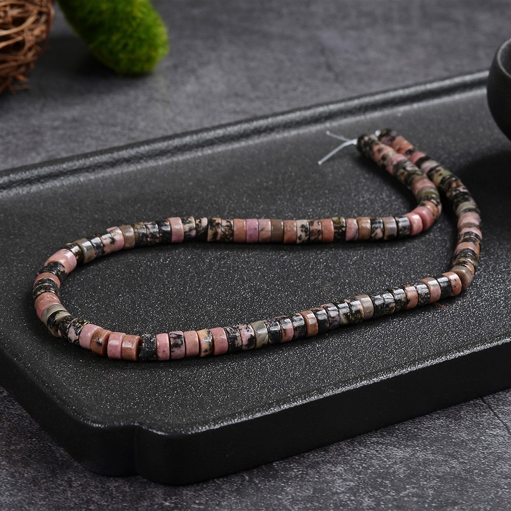 Cylinder strand &quot;Heishi&quot;, Rhodonite, 03 x 06mm (39 cm) | Marco Schreier