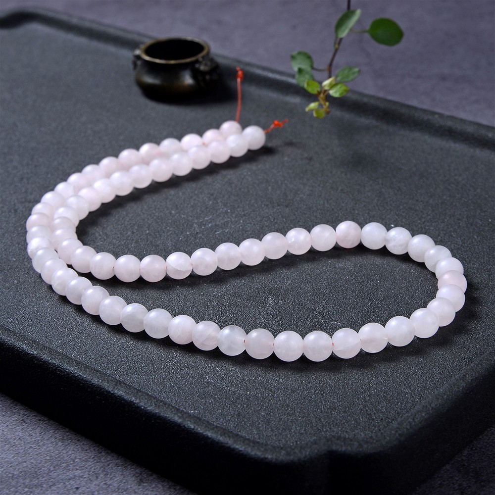 Rang de collier boules, Quartz rose, mat, 06mm (39 cm) | Marco Schreier
