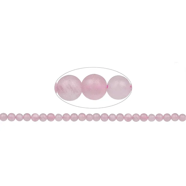 String Beads, Rose Quartz, matt, 08mm (39cm) | wholesaler gems & healing stones