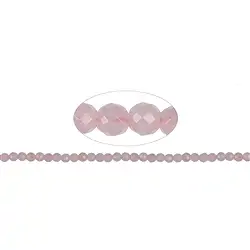 141330101620 String Beads, Rose Quartz, faceted, 04mm | wholesaler gems & healing stones