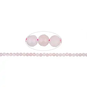 String Beads, Rose Quartz, faceted, 06mm | wholesaler gems & healing stones