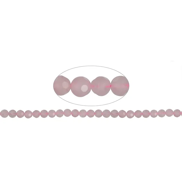 Rang de collier boules "fenêtre", Quartz rose A, 08mm | Marco Schreier