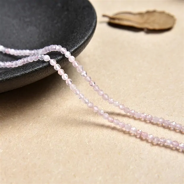Strang Kugeln, Rosenquarz, facettiert, 02mm | Edelsteine, Heilsteine & Schmuck