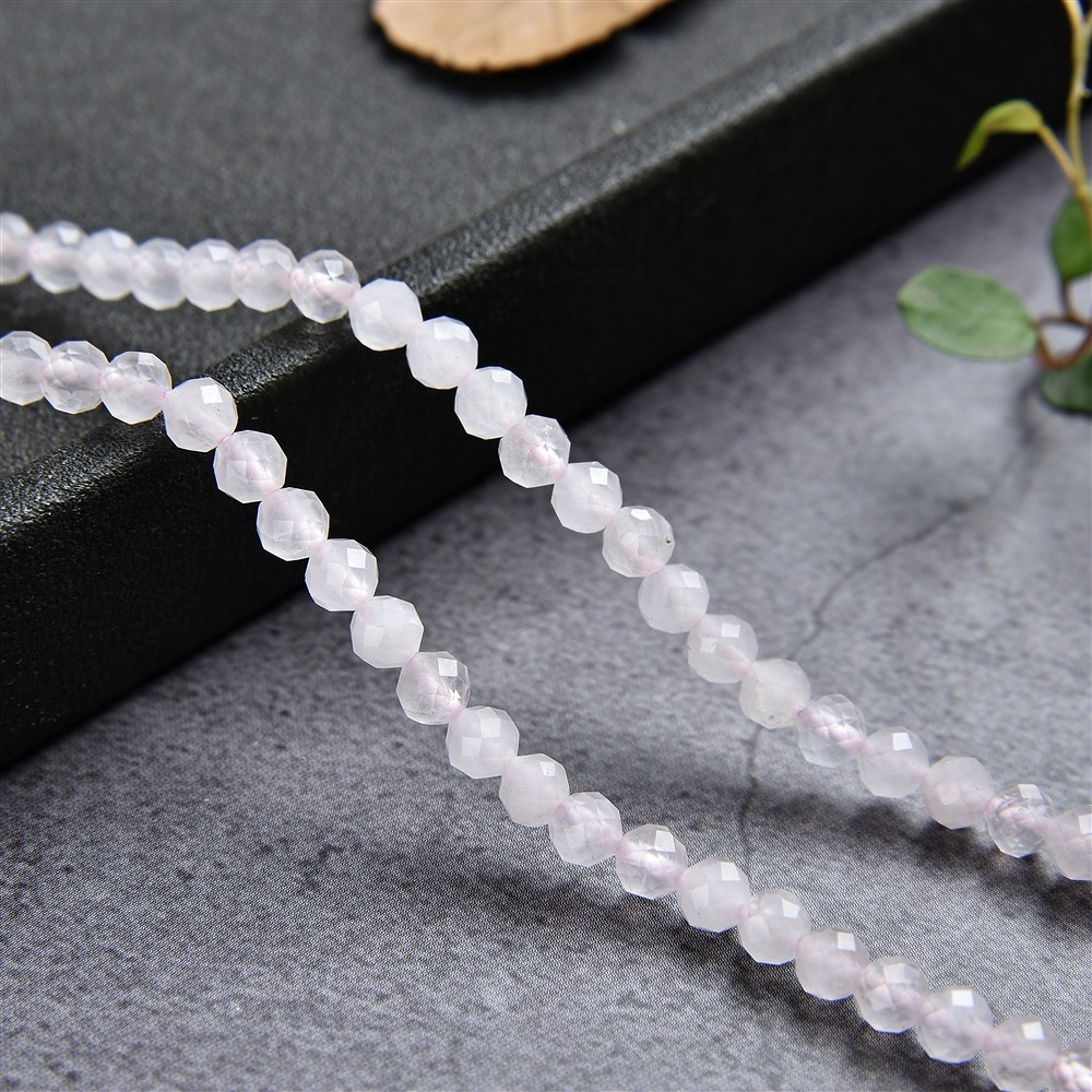 String Beads, Rose Quartz, faceted, 03mm (39cm) | gems, healing stones & jewelry