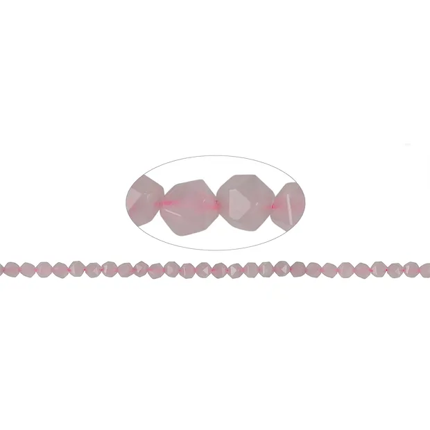Strang Kugeln, Rosenquarz, facettiert (Starcut), 05-06mm | Marco Schreier