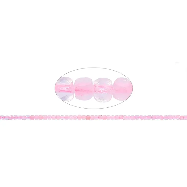 Strand cube, Rose Quartz, faceted, 04mm | wholesaler gems & healing stones