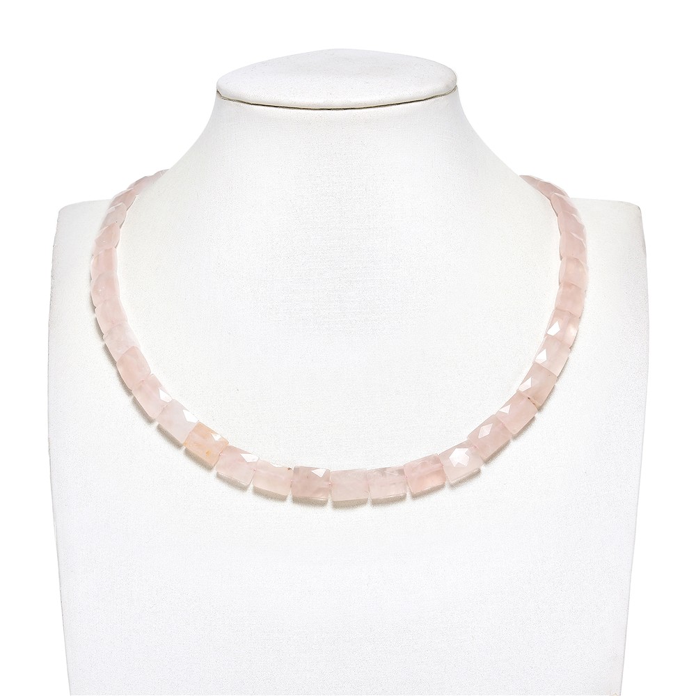 Cordón rectangular, Cuarzo rosa, 10 x 8mm, facetado (39cm) | Marco Schreier