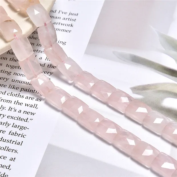 Filo rettangolare, Quarzo rosa, 10 x 8 mm, sfaccettato (39 cm) | Marco Schreier