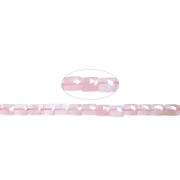 Cordón rectangular, Cuarzo rosa, 10 x 8mm, facetado (39cm) | Marco Schreier