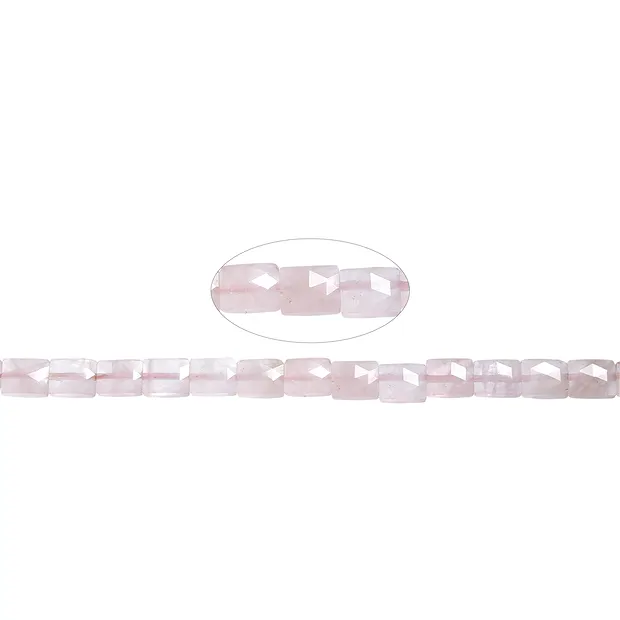 Strang Rechteck, Rosenquarz, 10 x 8mm, facettiert (39cm) | Marco Schreier