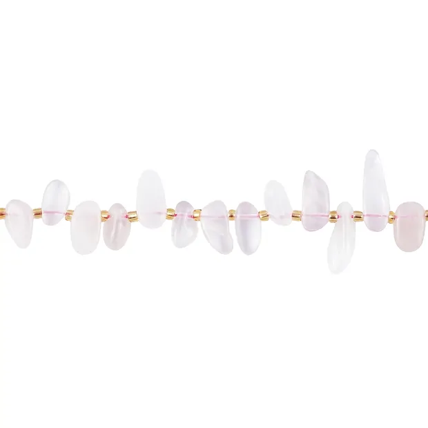 Rang de colliers Nuggets "Zahn", Quartz rose, 03-05 x 10-20mm | Marco Schreier