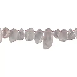 141330621602 Rang de colliers goutte plate, Quartz rose, brut, 08-15 x 15-30mm | Marco Schreier