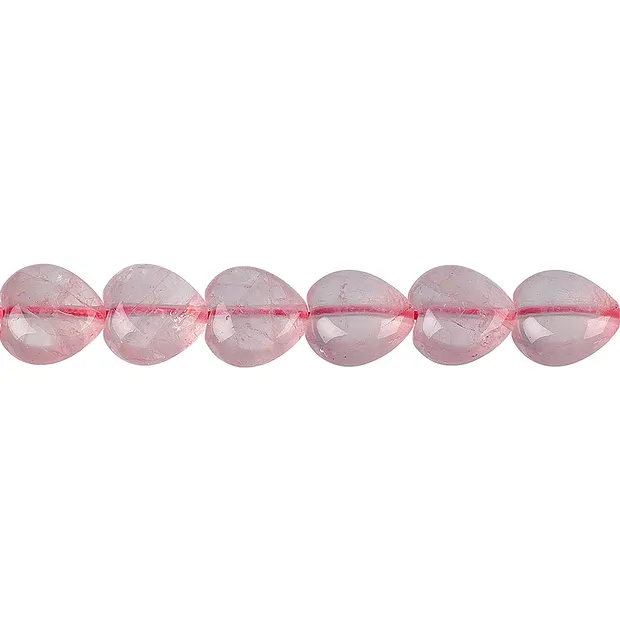 Strang Herz, Rosenquarz AA, 12 x 12mm | Edelsteine, Heilsteine & Schmuck-Handel