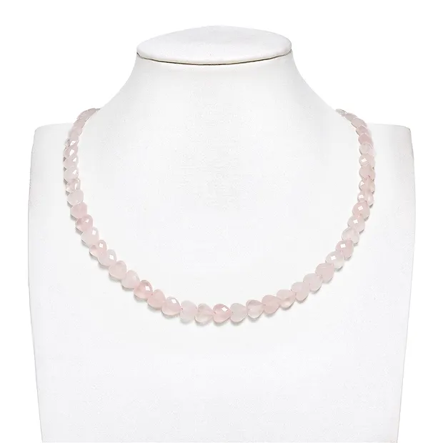Heart strand, Rose Quartz, 08mm, faceted (39cm) | gems, healing stones & jewelry