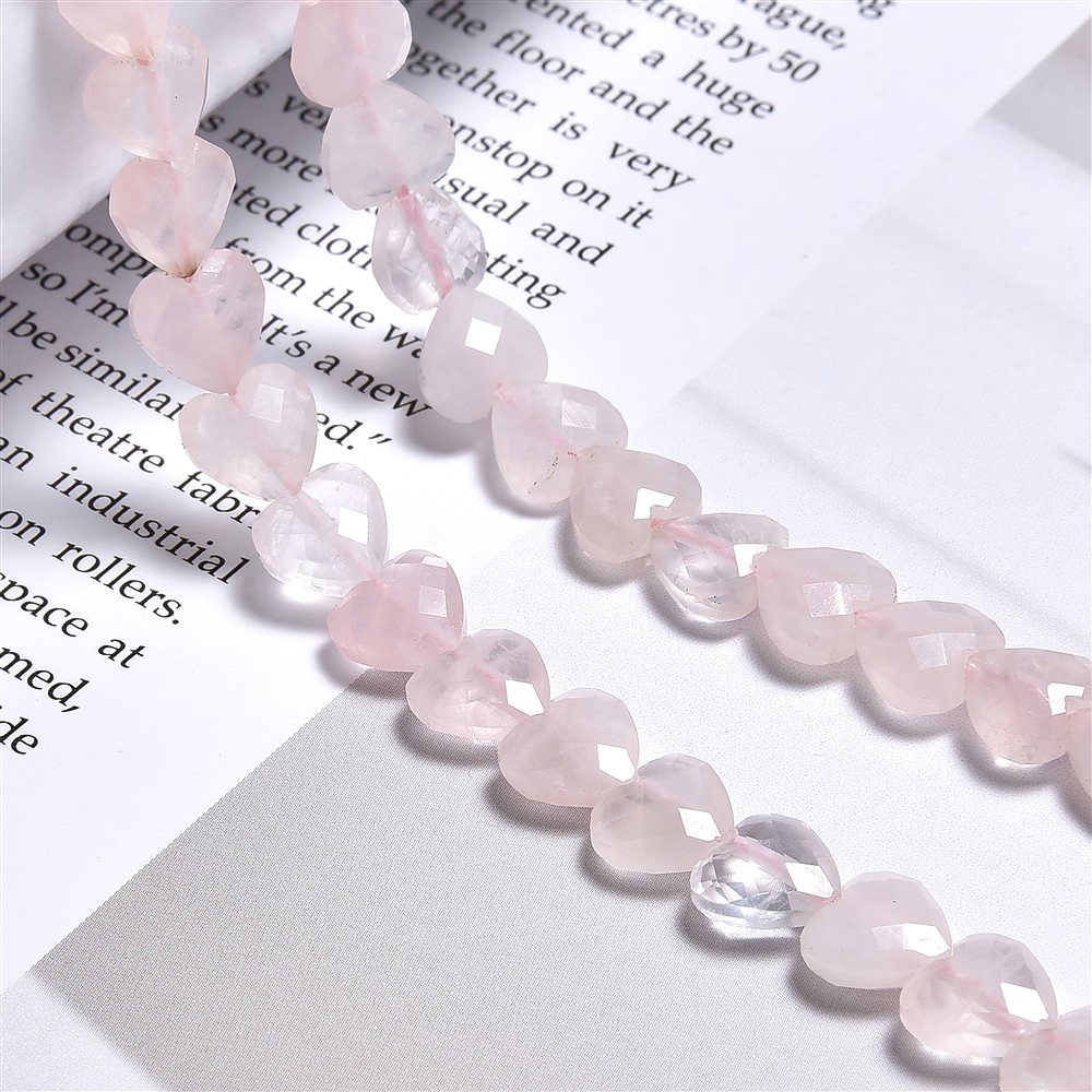 Strang Herzen, Rosenquarz, 08mm, facettiert (39cm) | Marco Schreier