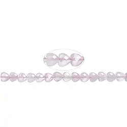 141331104020 Cordón de corazones, Cuarzo rosa, 08mm, facetado (39cm) | Marco Schreier