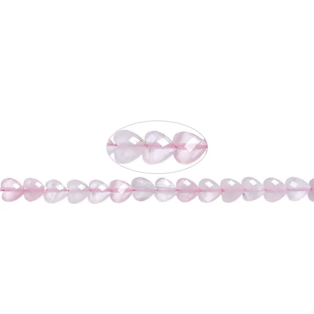 Heart strand, Rose Quartz, 08mm, faceted (39cm) | gems, healing stones & jewelry