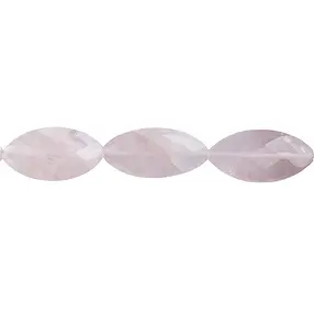 Strang Navette, Rosenquarz, facettiert, 30 x 15mm | Marco Schreier