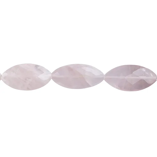 Strang Navette, Rosenquarz, facettiert, 30 x 15mm | Marco Schreier