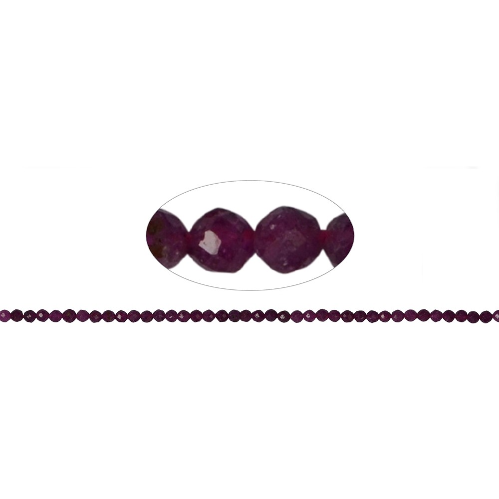 String Beads, Ruby, faceted 02mm (39cm) | wholesaler gems & healing stones